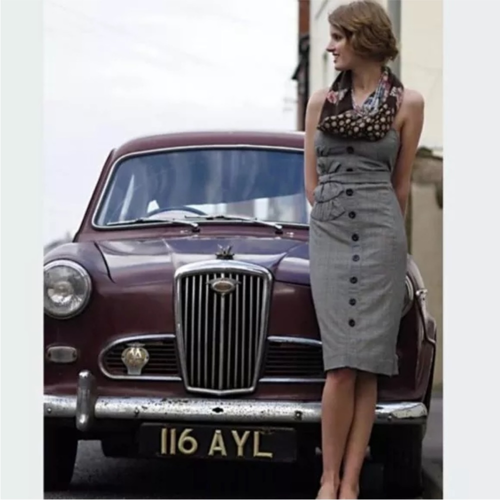 Anthropologie Floreat Doubly Adorned Plaid Strapless Dress